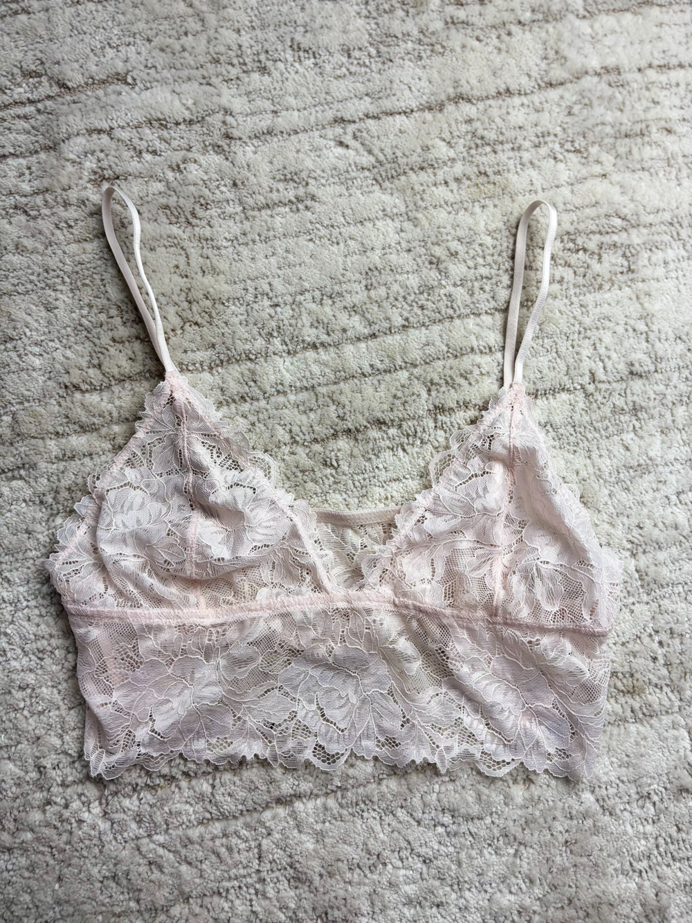 Free People Intimately Lace Bralette Crop Top Pink Floral Strappy Size 70/04B